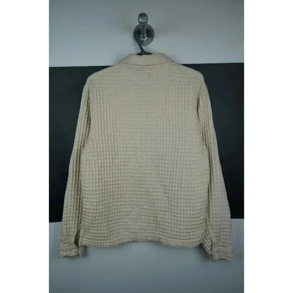 Waffle Shirt Full Zip Collared Flannel Tan M | Item #718 - Picture 2 of 6